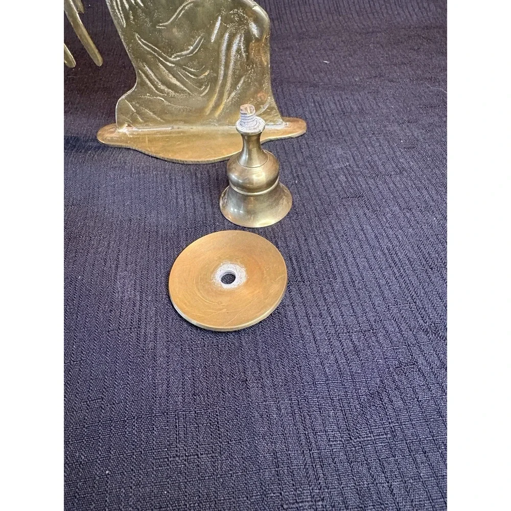 Vtg Pair Solid Brass Angel Taper Candle Stick Holders Double Sided 9